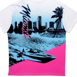 Nike Nba Courtside City Edition Miami  Heat Back Printing Tee Shirt New Medium